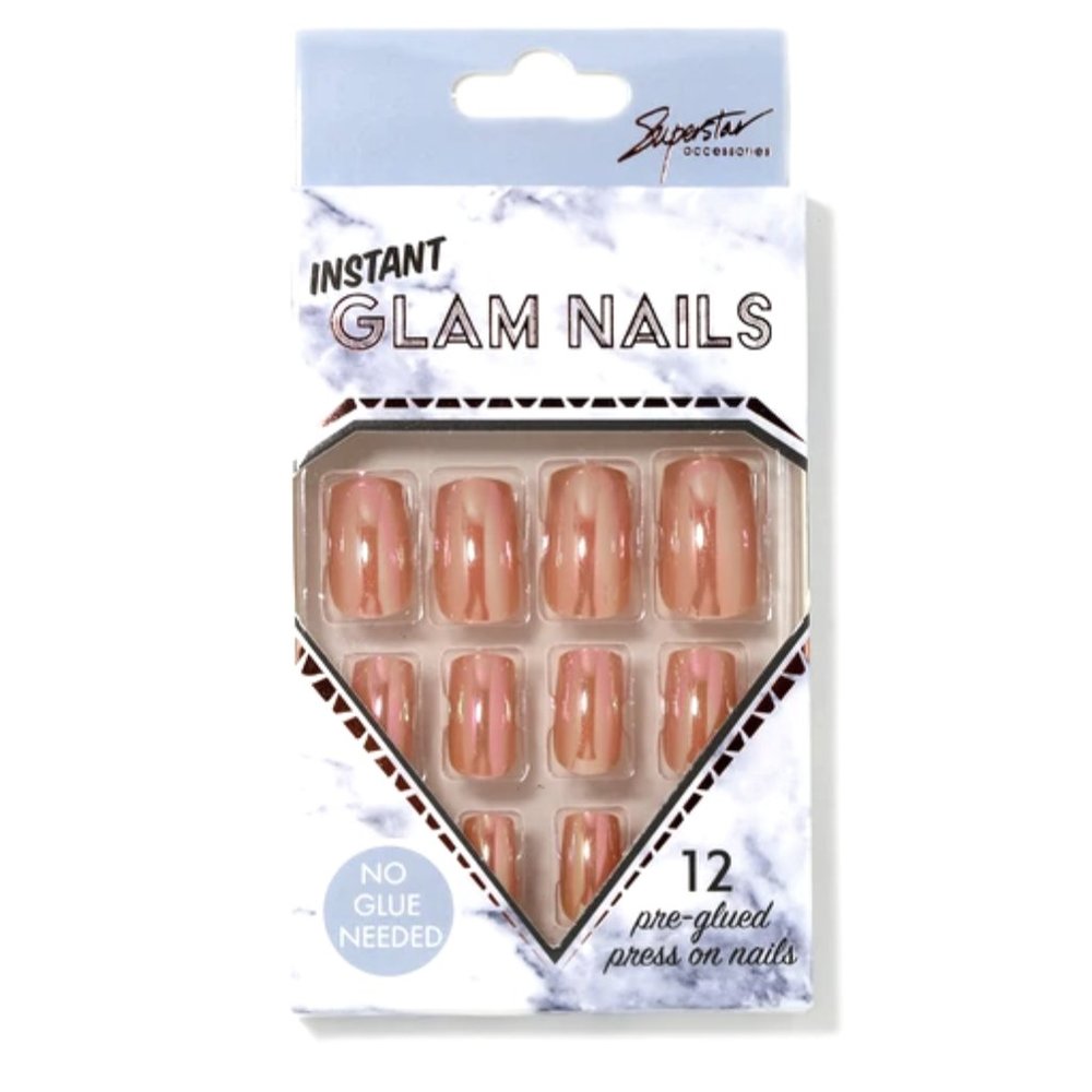 NIP Instant Glam Iridescent Peach Press-On Nails